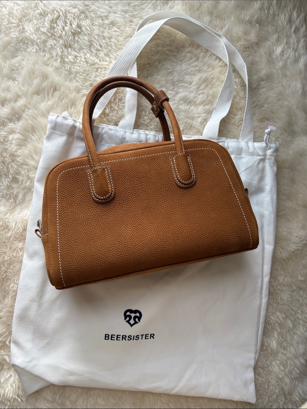 Tan Leather Top-Handle Satchel